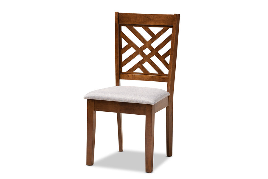 Baxton Studio Alena Modern and Contemporary Grey Fabric Upholstered and Walnut Brown Finished Wood 5-Piece Dining Set