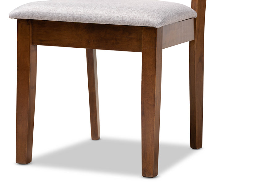 Baxton Studio Alena Modern and Contemporary Grey Fabric Upholstered and Walnut Brown Finished Wood 5-Piece Dining Set