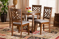 Baxton Studio Alena Modern and Contemporary Grey Fabric Upholstered and Walnut Brown Finished Wood 5-Piece Dining Set