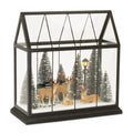 LED Greenhouse Scene with Deer and Pine Trees 13"H