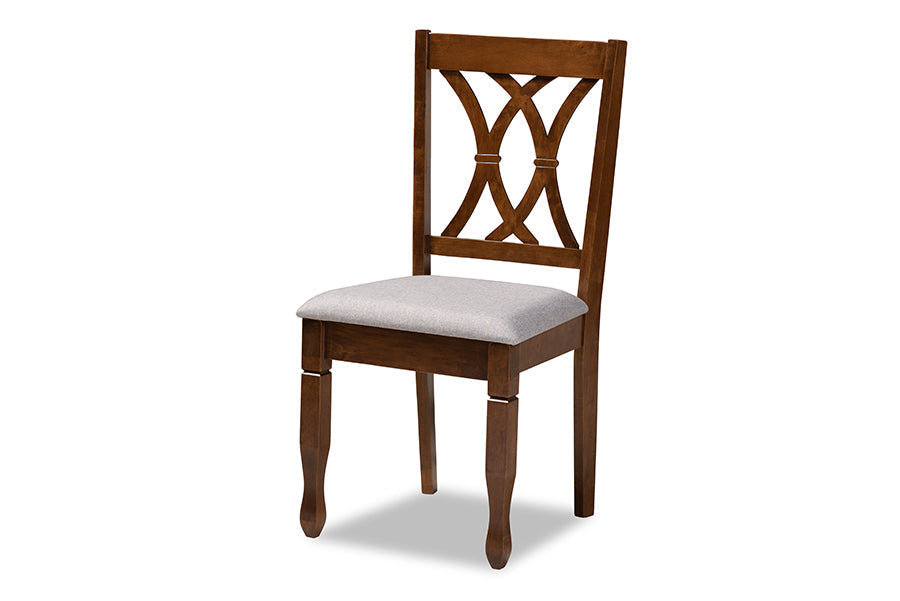 Baxton Studio Aggie Modern and Contemporary Grey Fabric Upholstered and Walnut Brown Finished Wood 5-Piece Dining Set