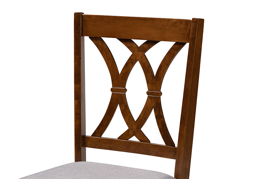Baxton Studio Aggie Modern and Contemporary Grey Fabric Upholstered and Walnut Brown Finished Wood 5-Piece Dining Set