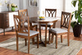 Baxton Studio Aggie Modern and Contemporary Grey Fabric Upholstered and Walnut Brown Finished Wood 5-Piece Dining Set