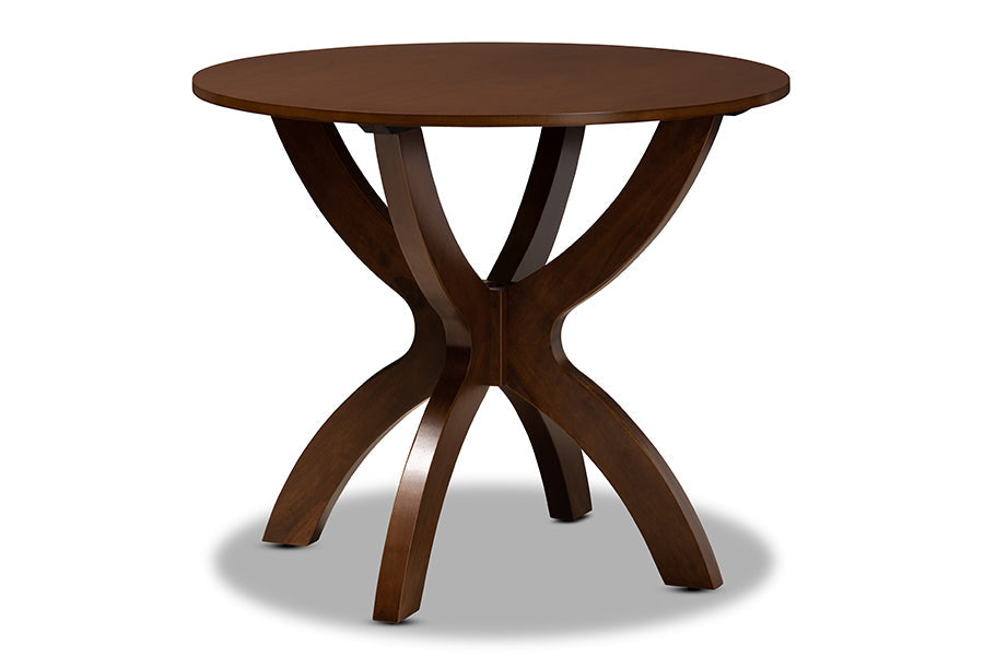 Baxton Studio April Modern and Contemporary Grey Fabric Upholstered and Walnut Brown Finished Wood 5-Piece Dining Set