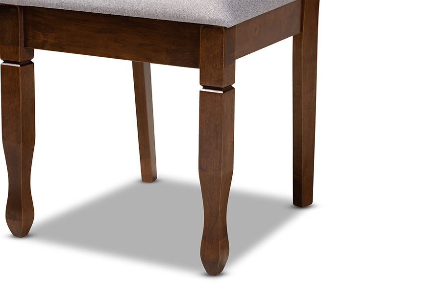 Baxton Studio April Modern and Contemporary Grey Fabric Upholstered and Walnut Brown Finished Wood 5-Piece Dining Set