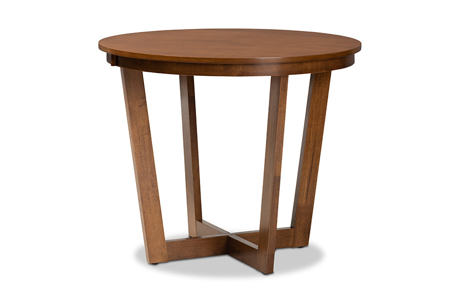 Baxton Studio Alicia Modern and Contemporary Grey Fabric Upholstered and Walnut Brown Finished Wood 5-Piece Dining Set