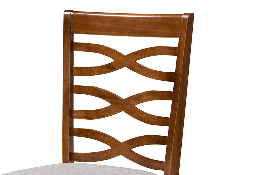 Baxton Studio Alicia Modern and Contemporary Grey Fabric Upholstered and Walnut Brown Finished Wood 5-Piece Dining Set