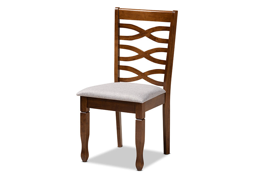 Baxton Studio Ariane Modern and Contemporary Grey Fabric Upholstered and Walnut Brown Finished Wood 5-Piece Dining Set
