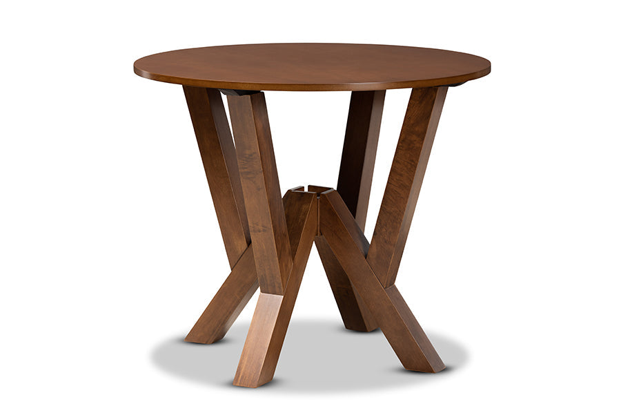 Baxton Studio Ariane Modern and Contemporary Grey Fabric Upholstered and Walnut Brown Finished Wood 5-Piece Dining Set