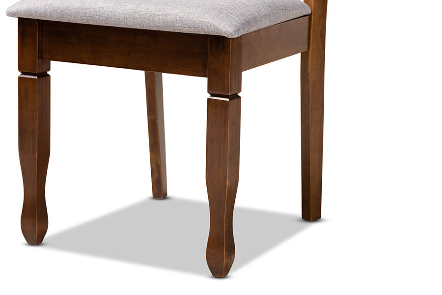 Baxton Studio Ariane Modern and Contemporary Grey Fabric Upholstered and Walnut Brown Finished Wood 5-Piece Dining Set