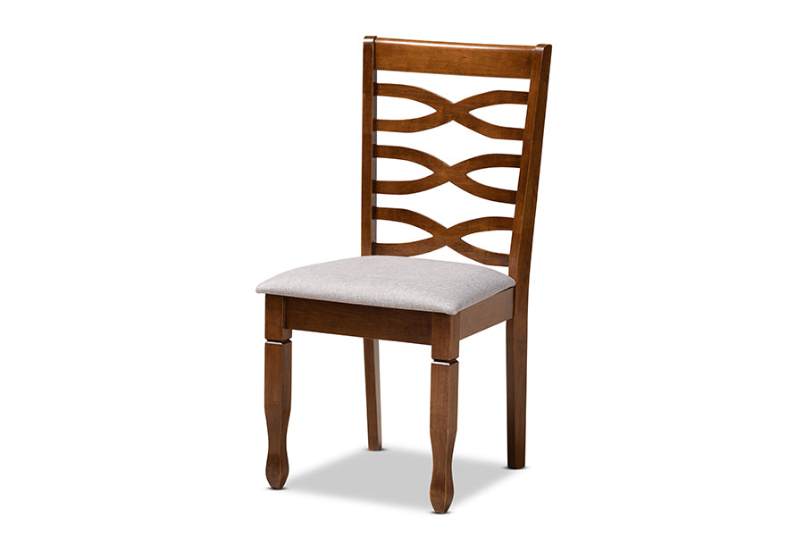 Baxton Studio Aspen Modern and Contemporary Grey Fabric Upholstered and Walnut Brown Finished Wood 5-Piece Dining Set