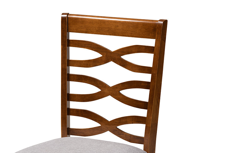 Baxton Studio Aspen Modern and Contemporary Grey Fabric Upholstered and Walnut Brown Finished Wood 5-Piece Dining Set