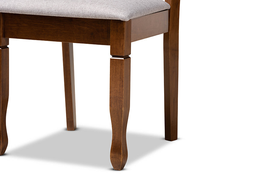 Baxton Studio Aspen Modern and Contemporary Grey Fabric Upholstered and Walnut Brown Finished Wood 5-Piece Dining Set