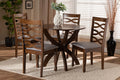 Baxton Studio Aspen Modern and Contemporary Grey Fabric Upholstered and Walnut Brown Finished Wood 5-Piece Dining Set