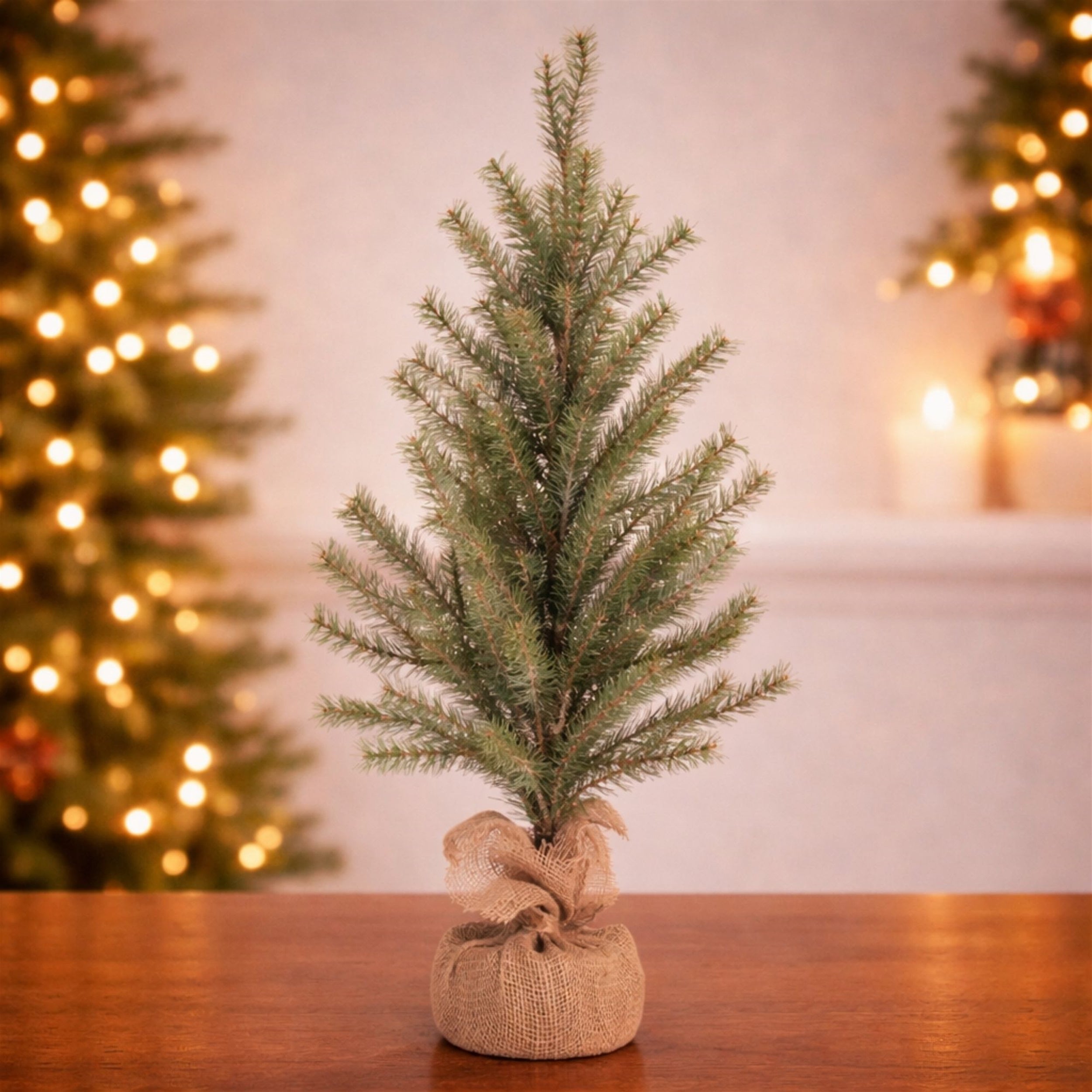 Glittered Pine Tree in Burlap 36"H
