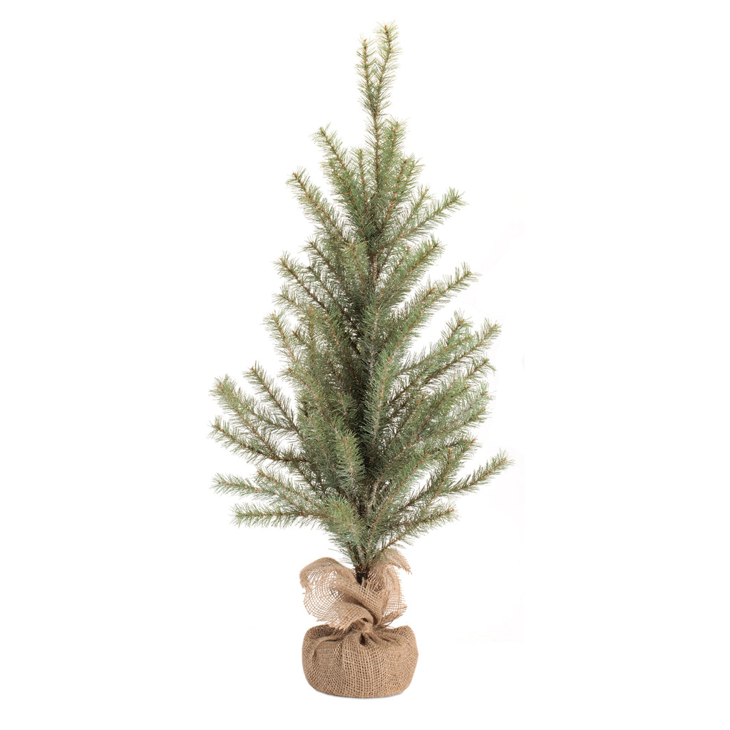 Glittered Pine Tree in Burlap 36"H