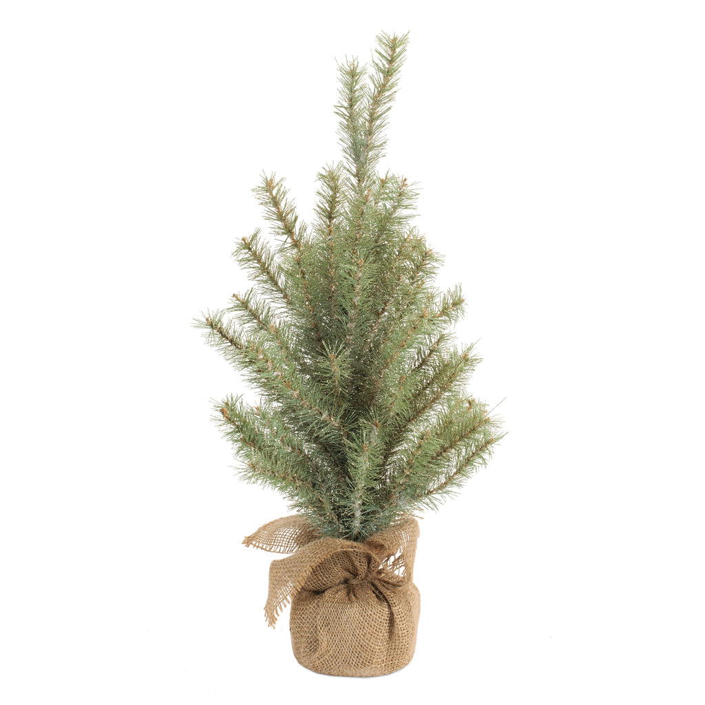 Glittered Pine Tree in Burlap 24"H