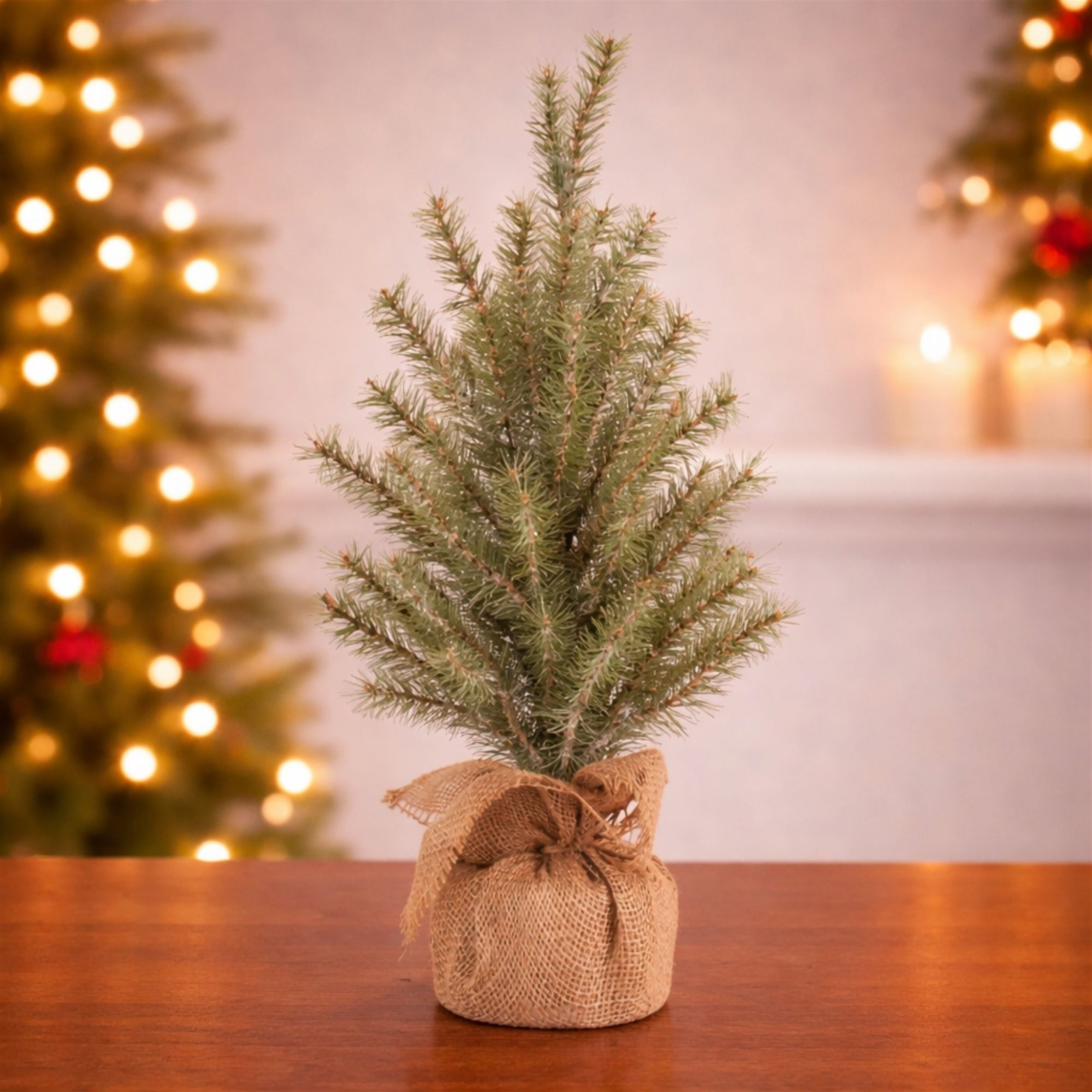Glittered Pine Tree in Burlap 24"H