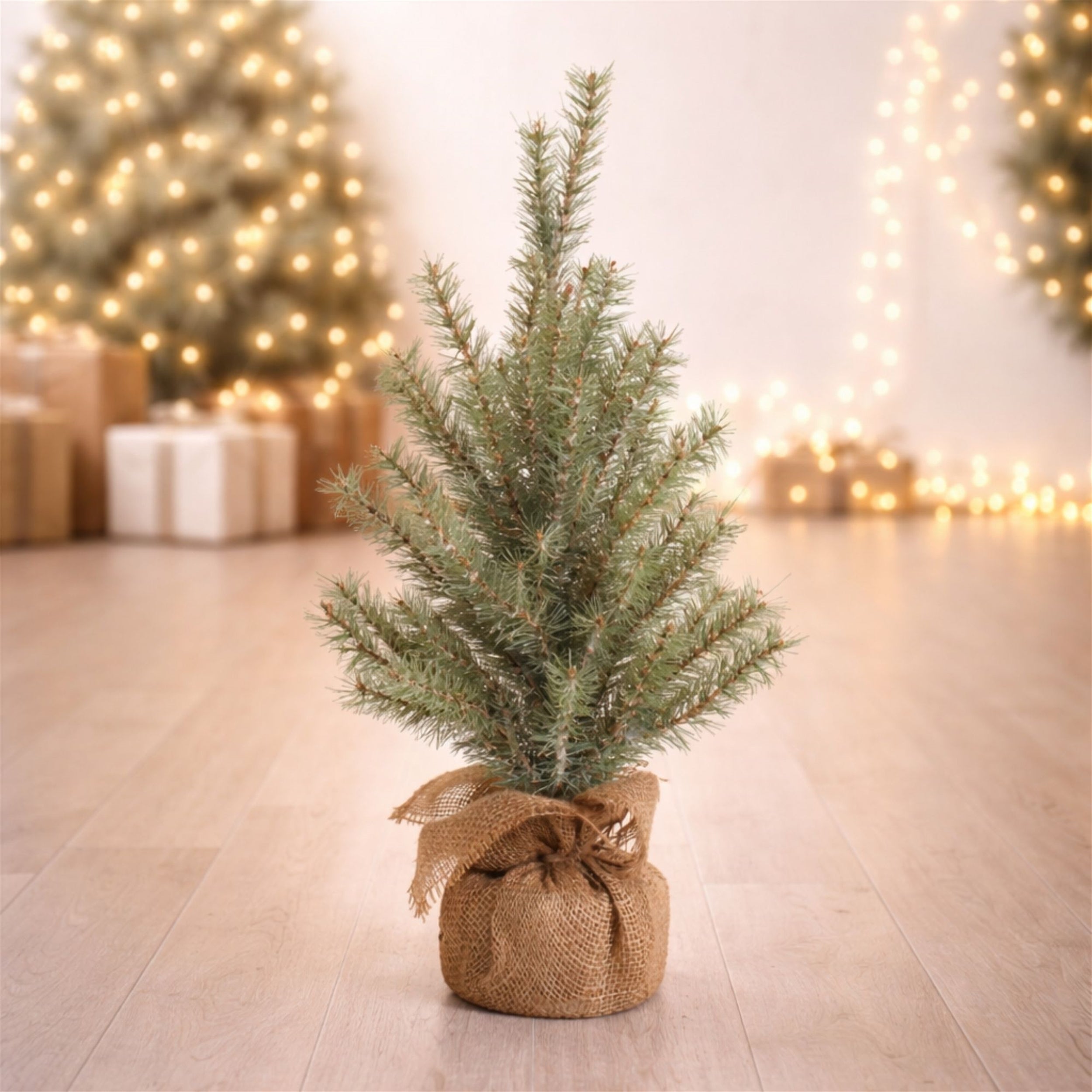 Glittered Pine Tree in Burlap 24"H