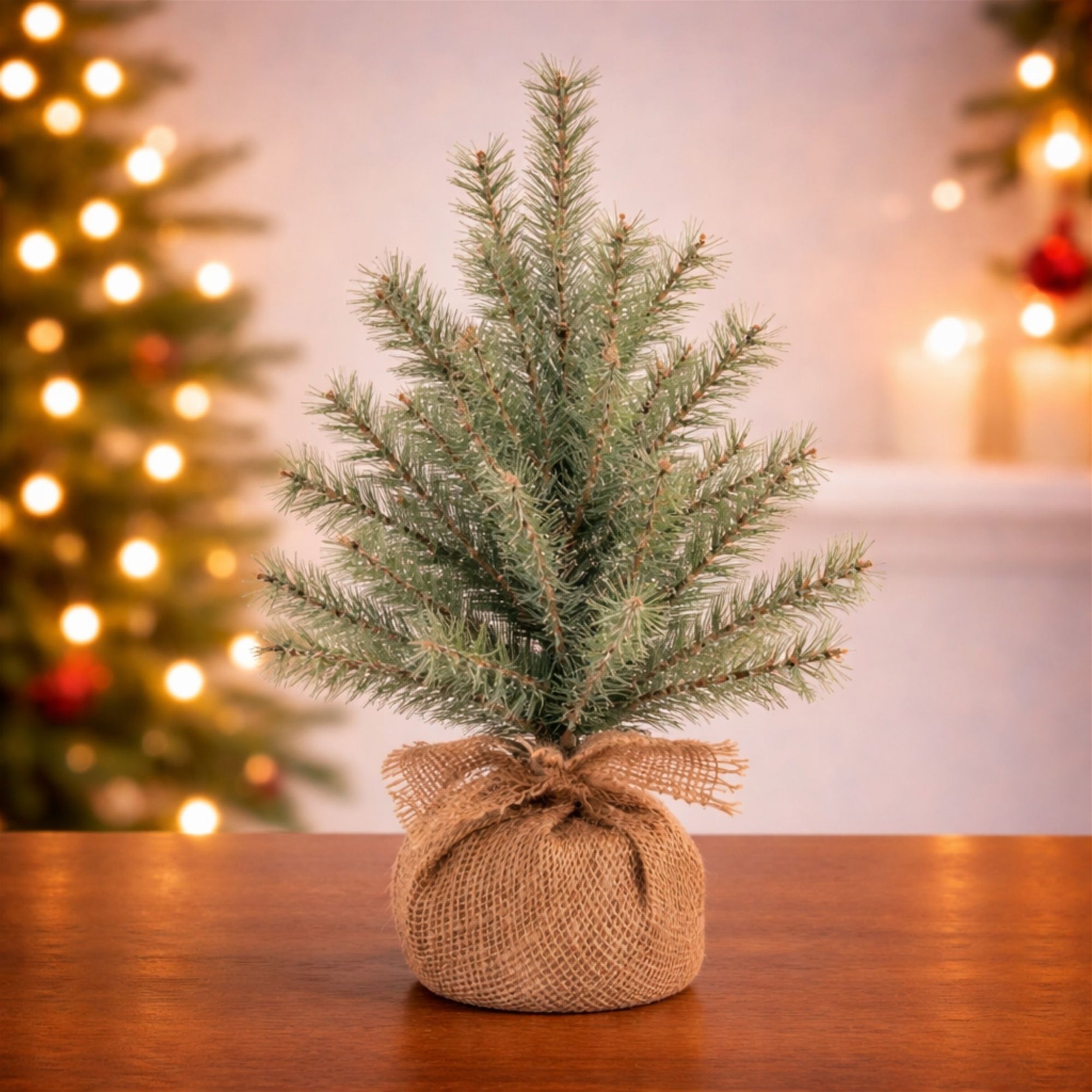 Glittered Pine Tree in Burlap 18"H