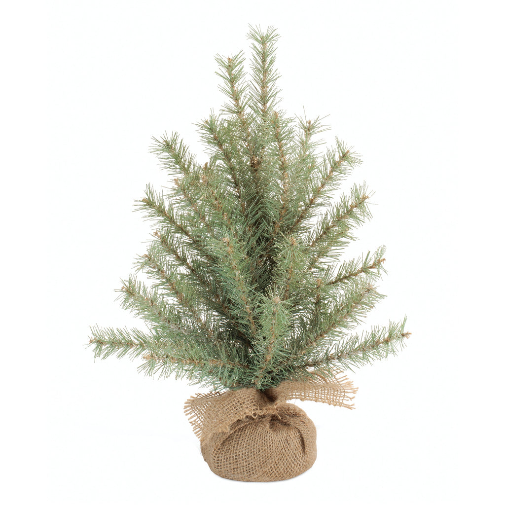 Glittered Pine Tree in Burlap 18"H