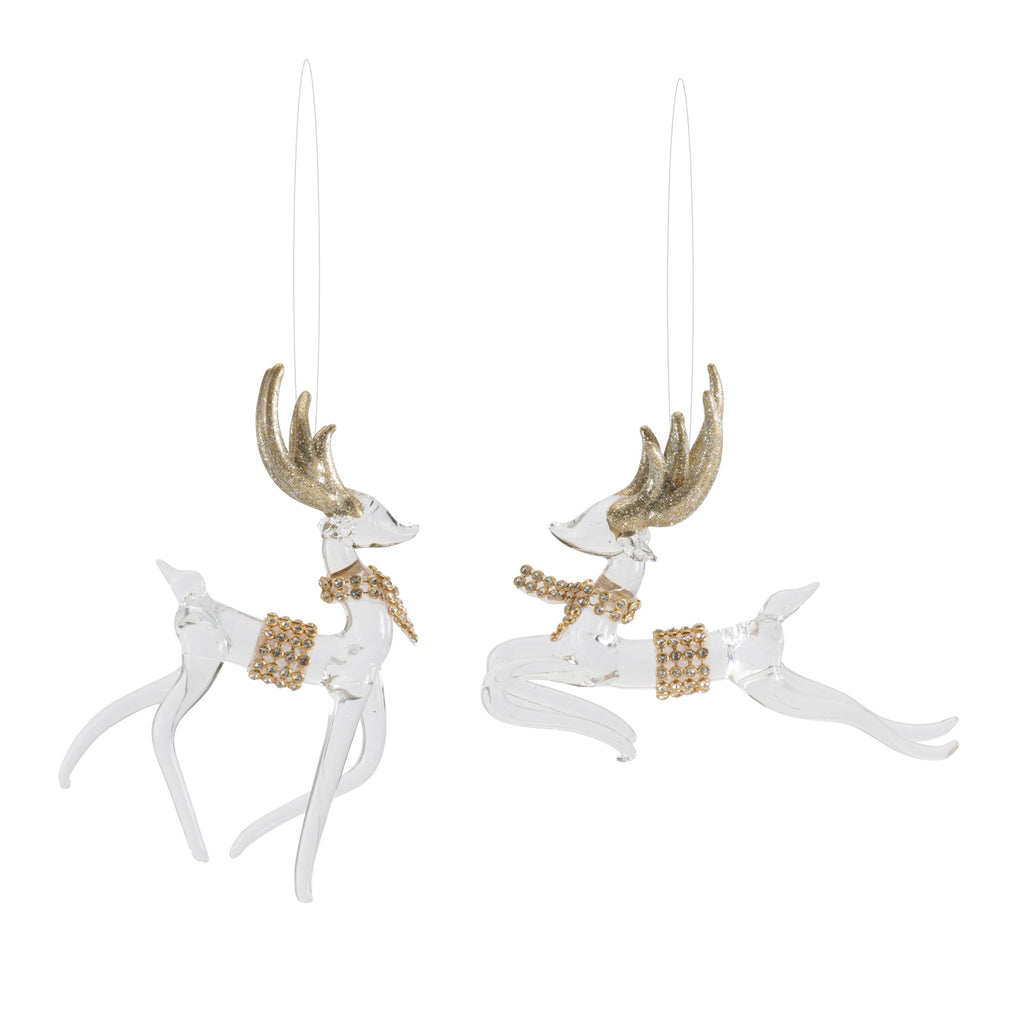 Glass Deer Ornaments (Set of 6)