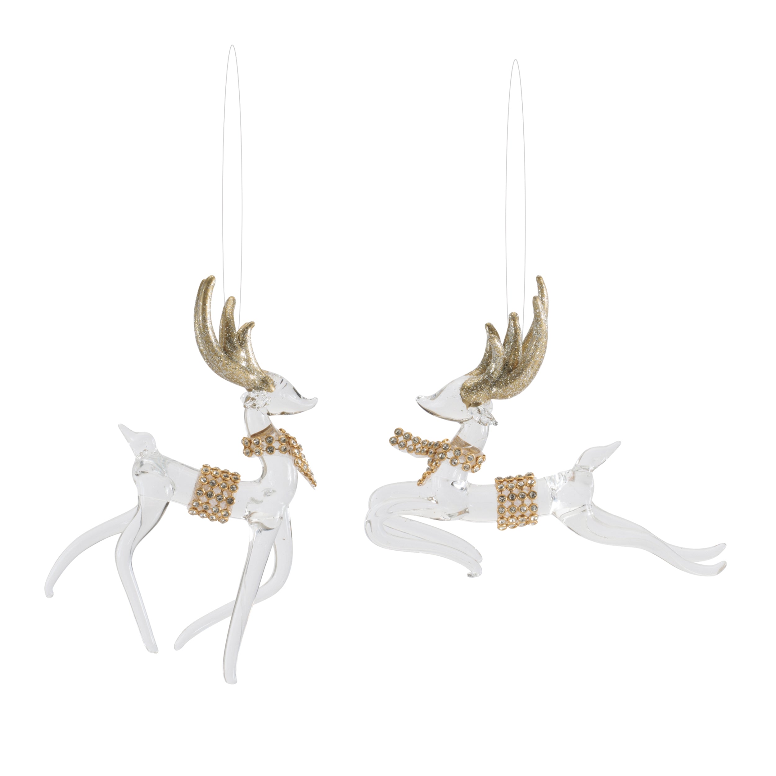 Glass Deer Ornaments (Set of 6)