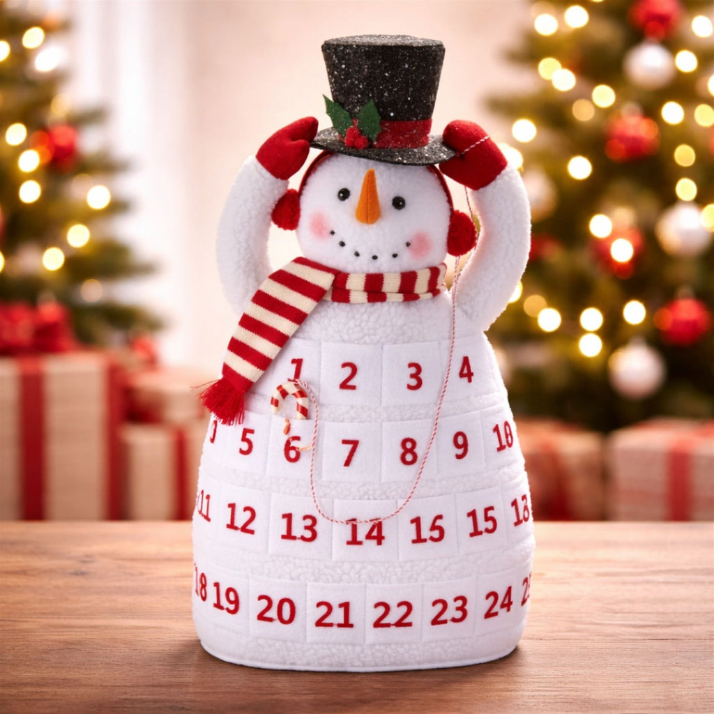 Plush Snowman Christmas Countdown Shelf Sitter 20.5"H