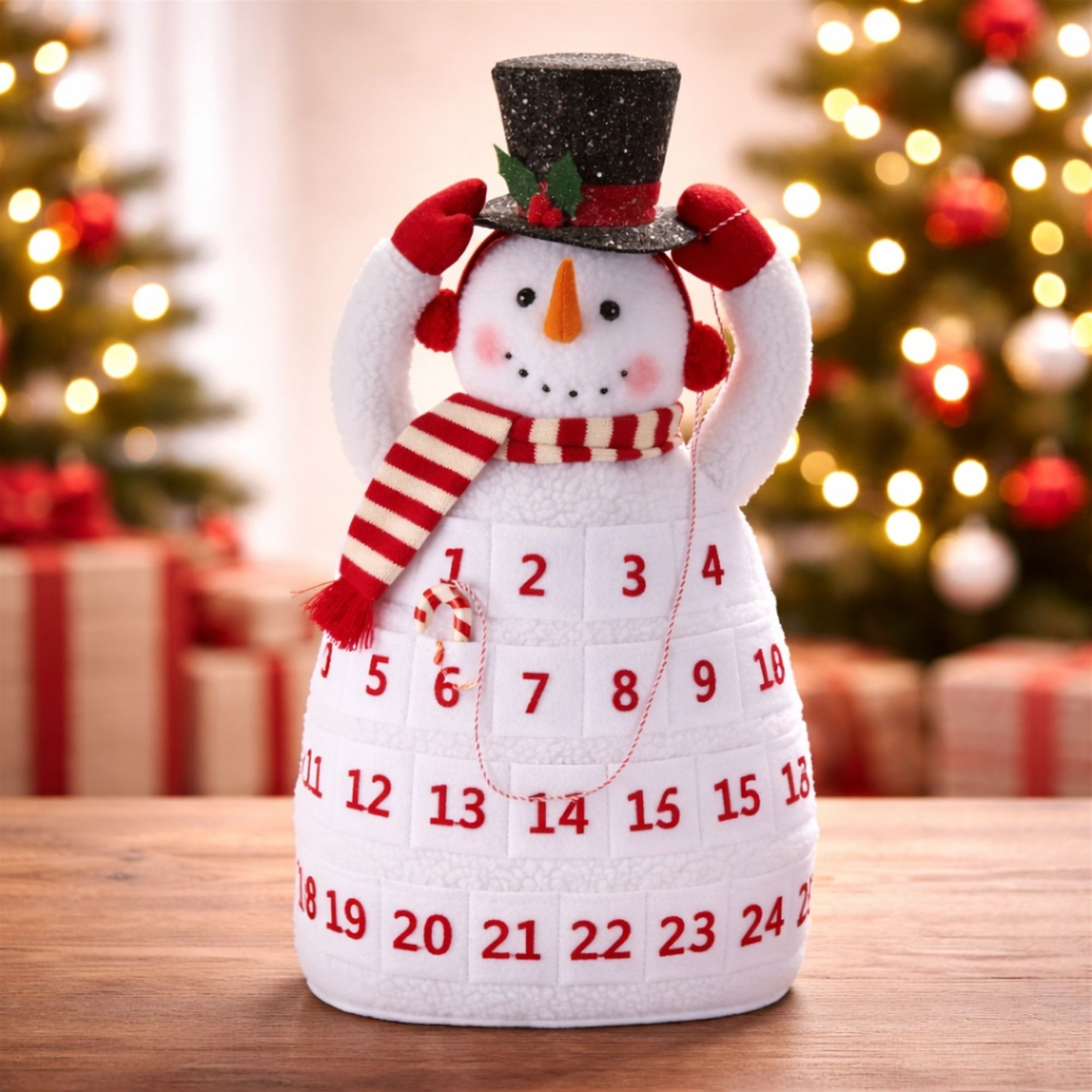 Plush Snowman Christmas Countdown Shelf Sitter 20.5"H