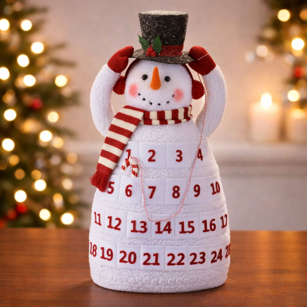 Plush Snowman Christmas Countdown Shelf Sitter 20.5"H