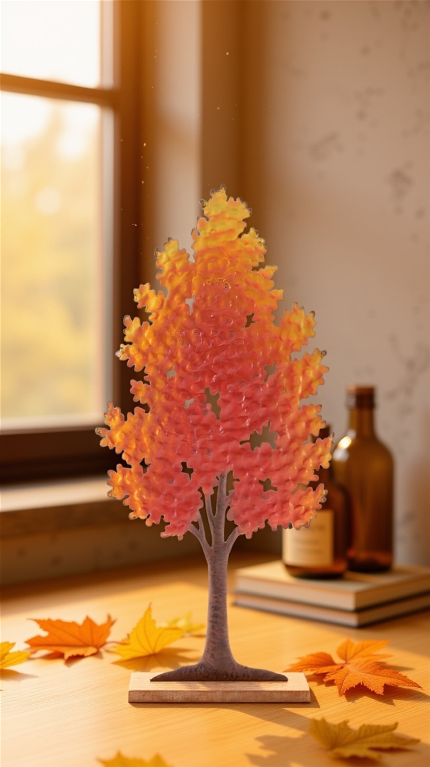 Cut-Out Metal Tree on Wood Base 23.5"H