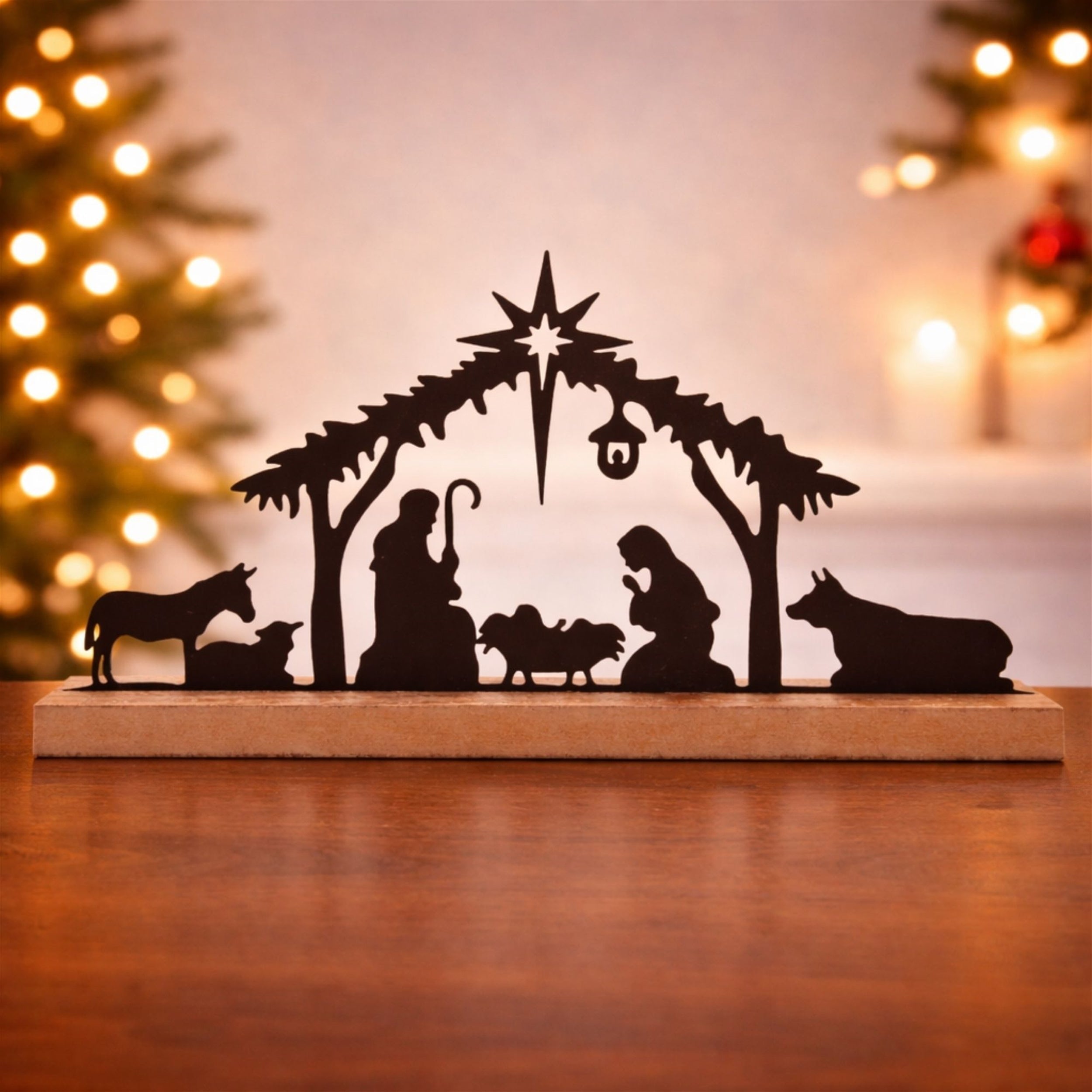 Holy Family Nativity with Animals Silhouette DŽcor