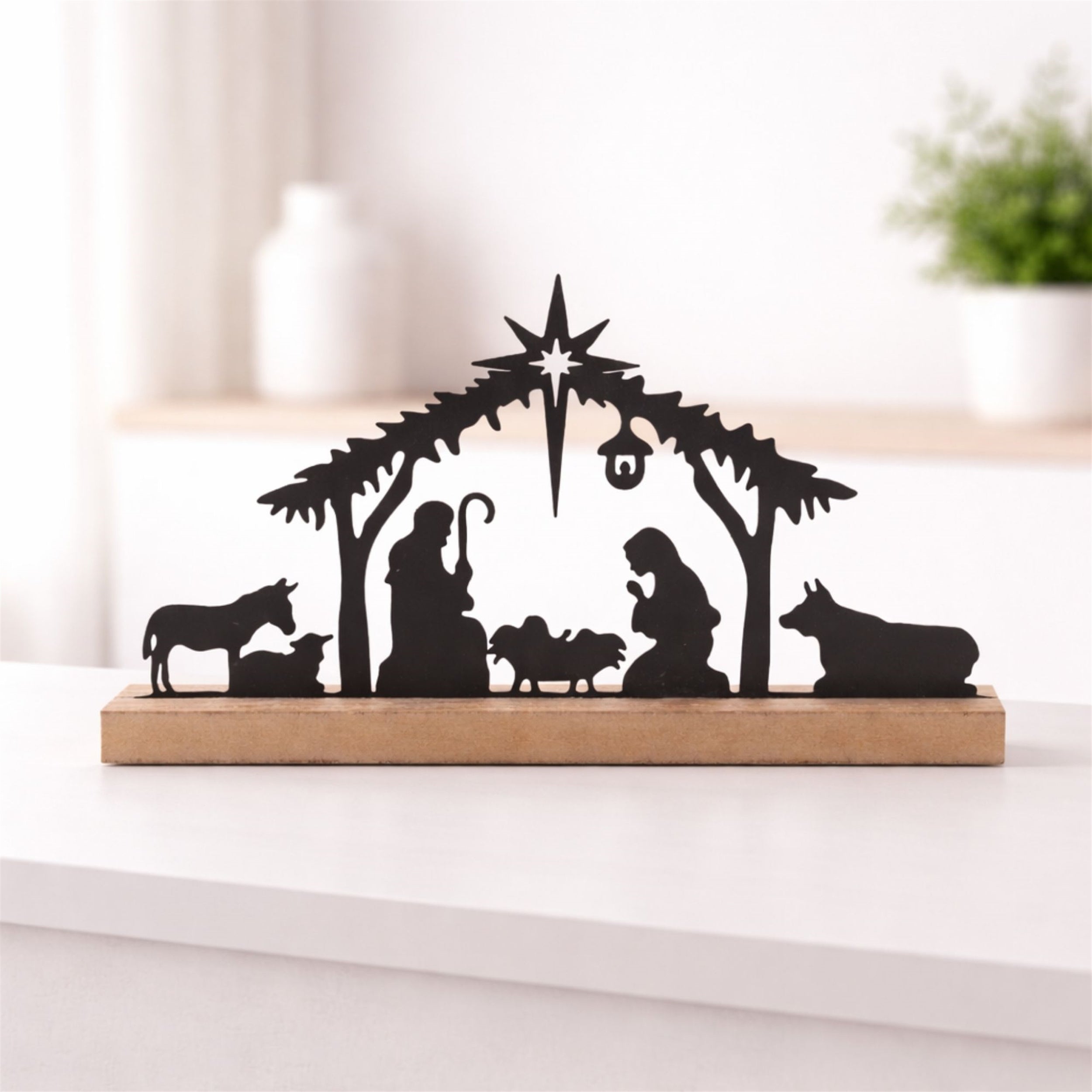 Holy Family Nativity with Animals Silhouette DŽcor