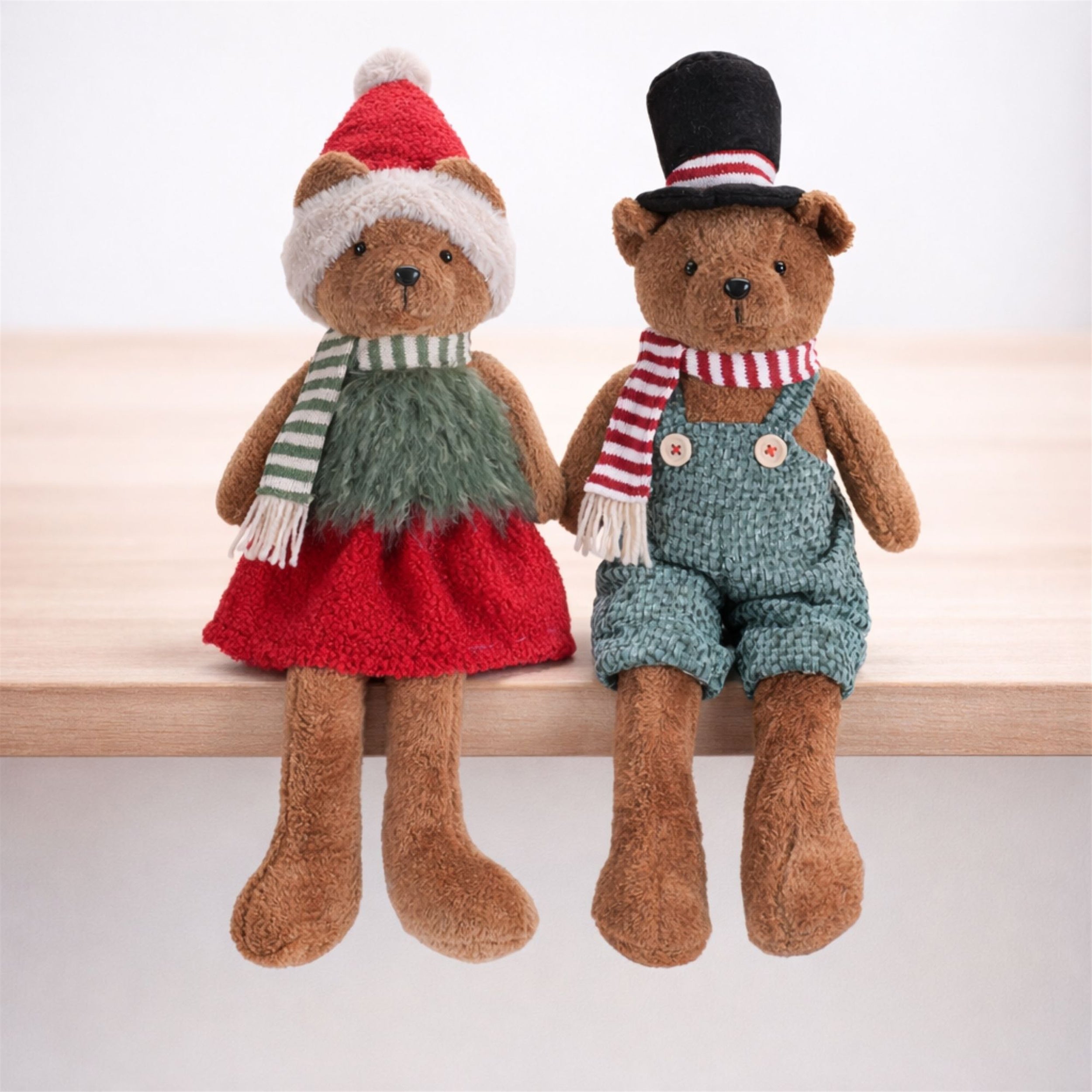 Holiday Plush Bear Figurines (Set of 2)