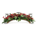 Decorated Pine and Berry Centerpiece Candle Holder 29"L