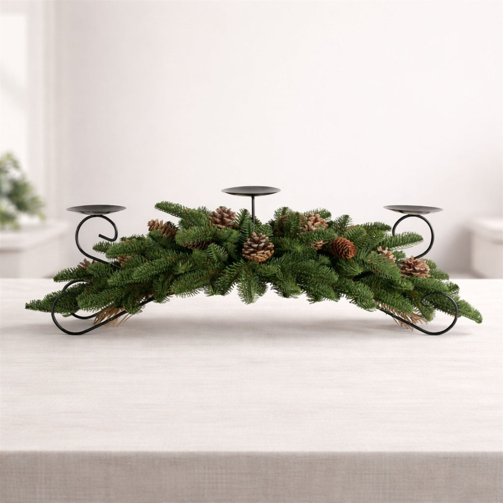 Pine and Pinecone Centerpiece Candle Holder 30"L
