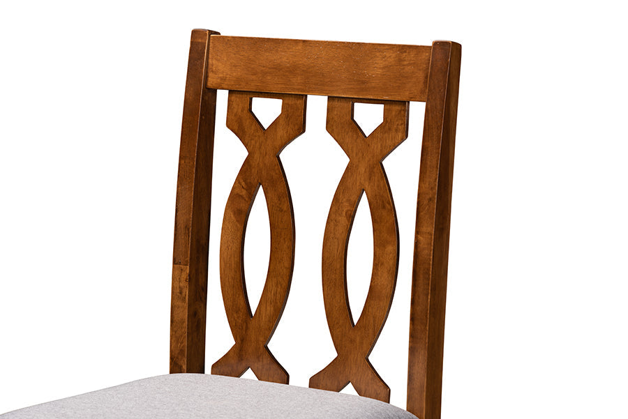 Baxton Studio Darcie Modern and Contemporary Grey Fabric Upholstered and Walnut Brown Finished Wood 2-Piece Counter Stool Set