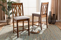 Baxton Studio Darcie Modern and Contemporary Grey Fabric Upholstered and Walnut Brown Finished Wood 2-Piece Counter Stool Set
