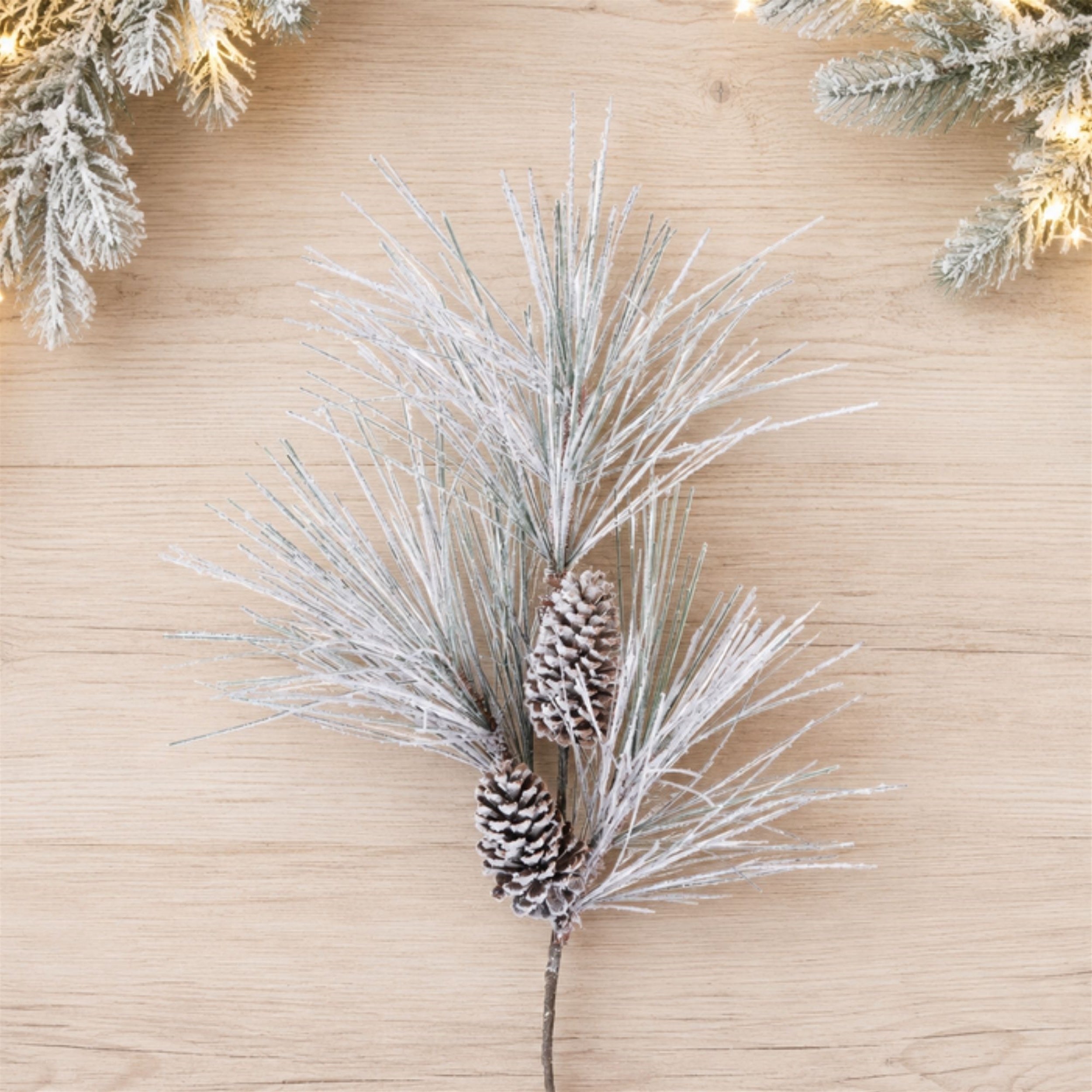 Flocked Long Needle Pine Spray (Set of 4)