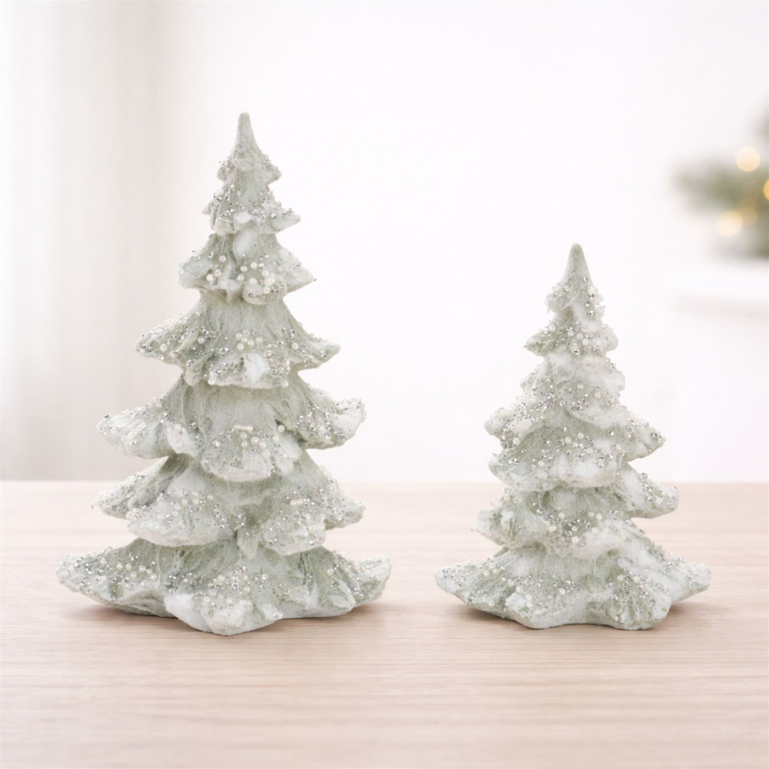Beaded Frosted Christmas Trees (Set of 2)