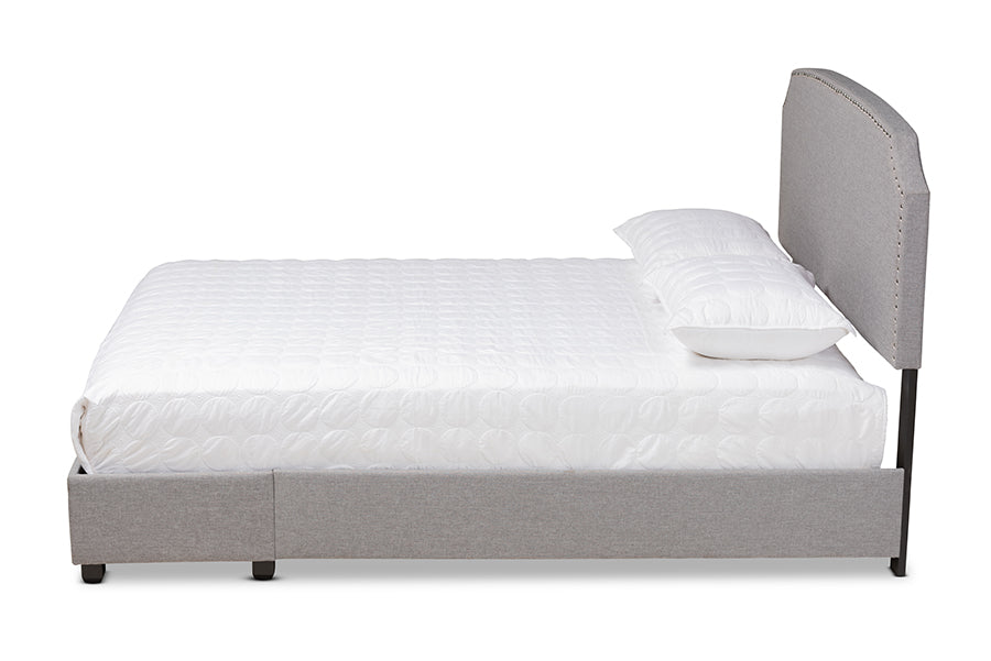 Baxton Studio Larese Light Grey Fabric Upholstered 2-Drawer King Size Platform Storage Bed