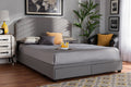 Baxton Studio Larese Light Grey Fabric Upholstered 2-Drawer King Size Platform Storage Bed