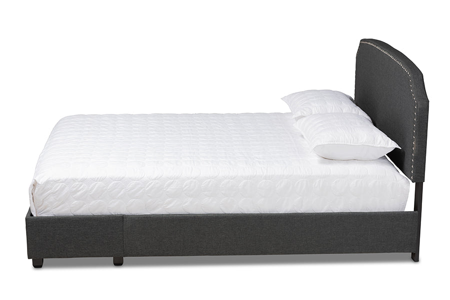 Baxton Studio Larese Dark Grey Fabric Upholstered 2-Drawer Queen Size Platform Storage Bed
