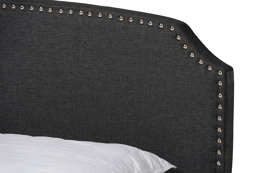 Baxton Studio Larese Dark Grey Fabric Upholstered 2-Drawer Queen Size Platform Storage Bed