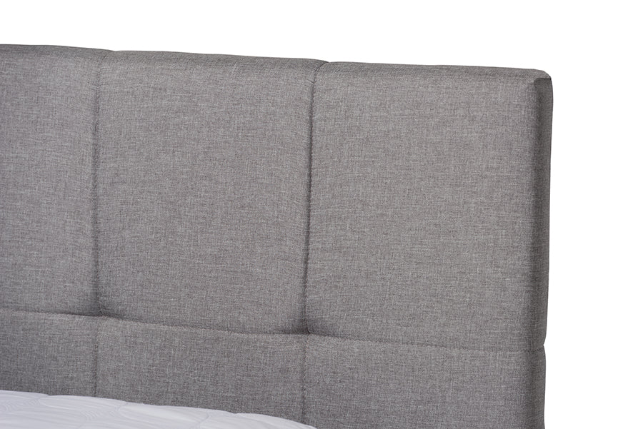 Baxton Studio Netti Light Grey Fabric Upholstered 2-Drawer Queen Size Platform Storage Bed