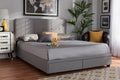 Baxton Studio Netti Light Grey Fabric Upholstered 2-Drawer King Size Platform Storage Bed