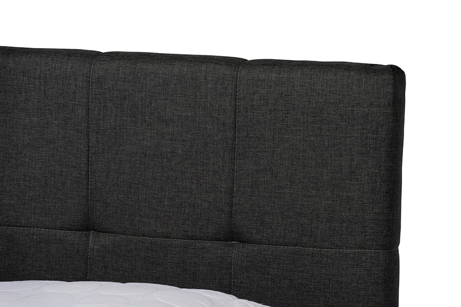 Baxton Studio Netti Dark Grey Fabric Upholstered 2-Drawer King Size Platform Storage Bed