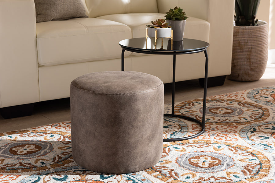 Baxton Studio Kira Modern and Contemporary Black with Grey and Brown 2-Piece Nesting Table and Ottoman Set