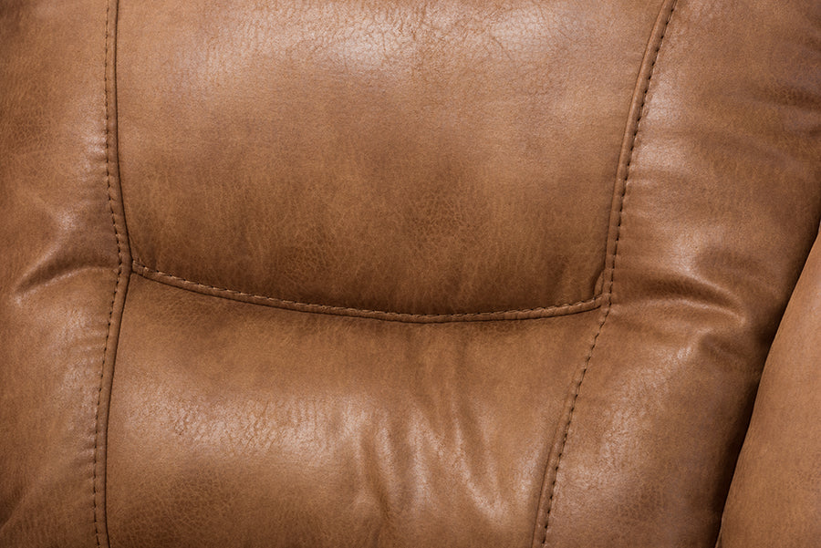 Baxton Studio Mistral Modern and Contemporary Light Brown Palomino Suede 6-Piece Sectional with Recliners Corner Lounge Suite