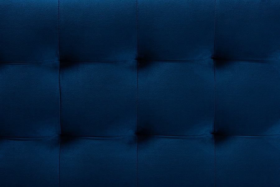 Baxton Studio Roanoke Modern and Contemporary Navy Blue Velvet Fabric Upholstered Grid-Tufted Storage Ottoman Bench